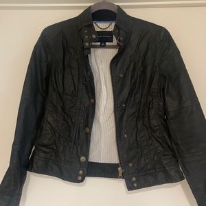 ✨SALE✨ Banana Republic Moto Jacket Black Waxed Cotton XS Corduroy Collar